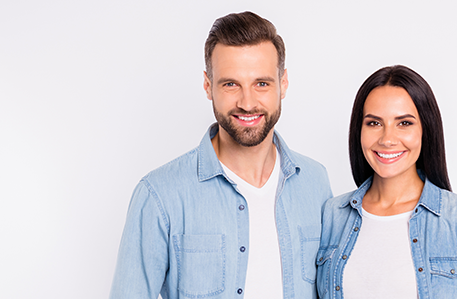 Portrait of excited enthusiastic couple