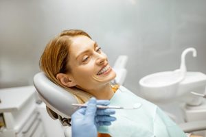 woman learning about restorative dentistry